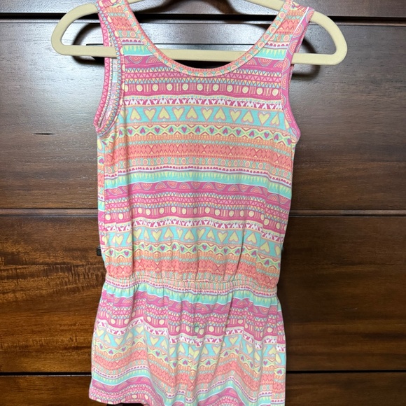 Children's Place Girls Colorful Patterned Romper and Pink Gingham Dress - Picture 3 of 3